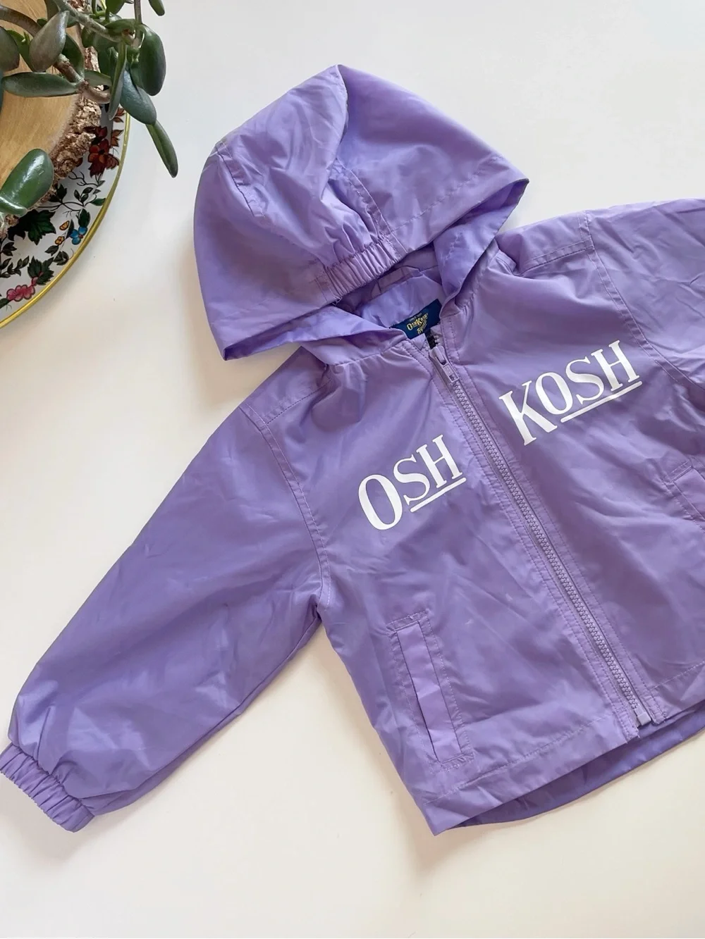 Oshkosh Lavender Purple Zip Up Hooded Windbreaker Jacket | 3T